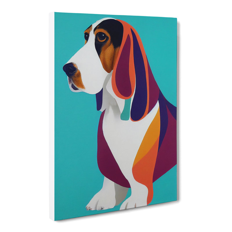 Basset Hound Abstract - Wrapped Canvas, 60cm H x 40cm W x 3cm D