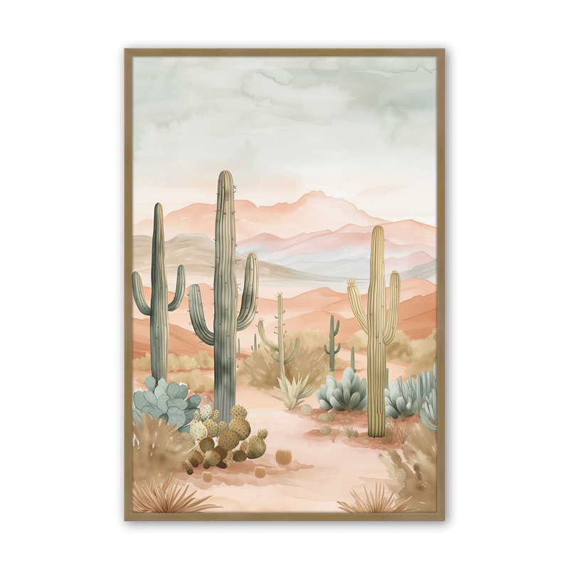 Cactus Waltz I, Cadre photo simple or brossé, H 15,25 po x l 12,25 po