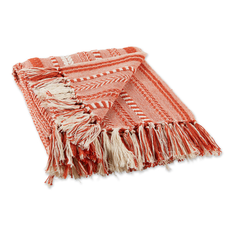  Jeté tressé 100% coton, Orange