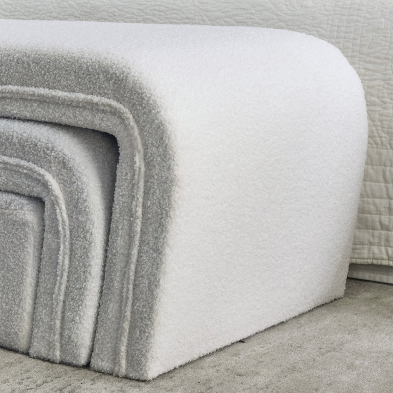 Modern Contemporary Upholstered Nesting Bench, White