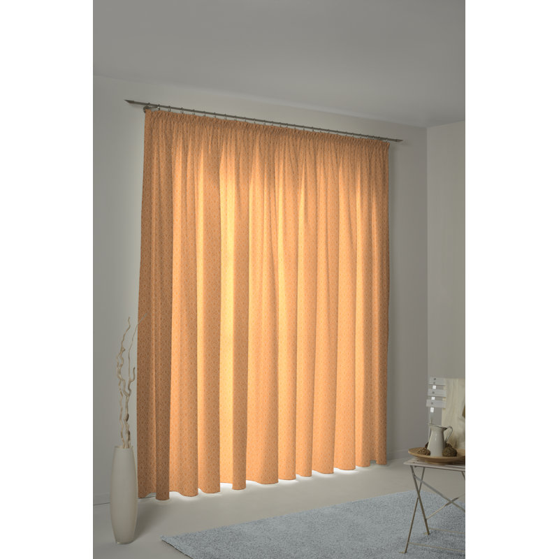 Wybrone Cotton Room Darkening Pinch Pleat Curtain Panel, Mustard/Ivory, 145 W x 225 D cm