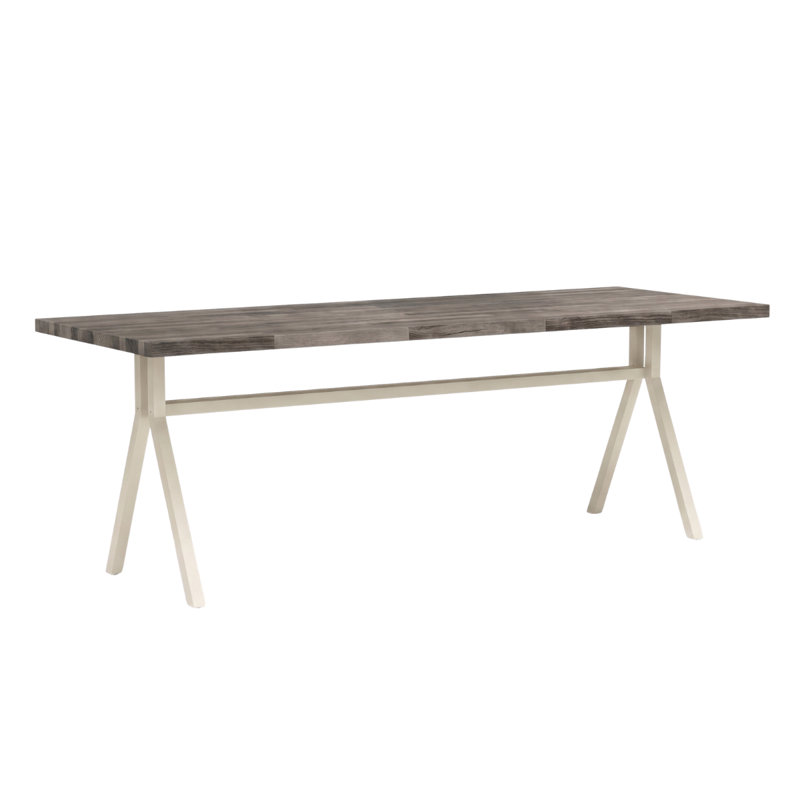 Strut Café Dining Height, 30"H x 60"L x 42"W, Gray Wood, White