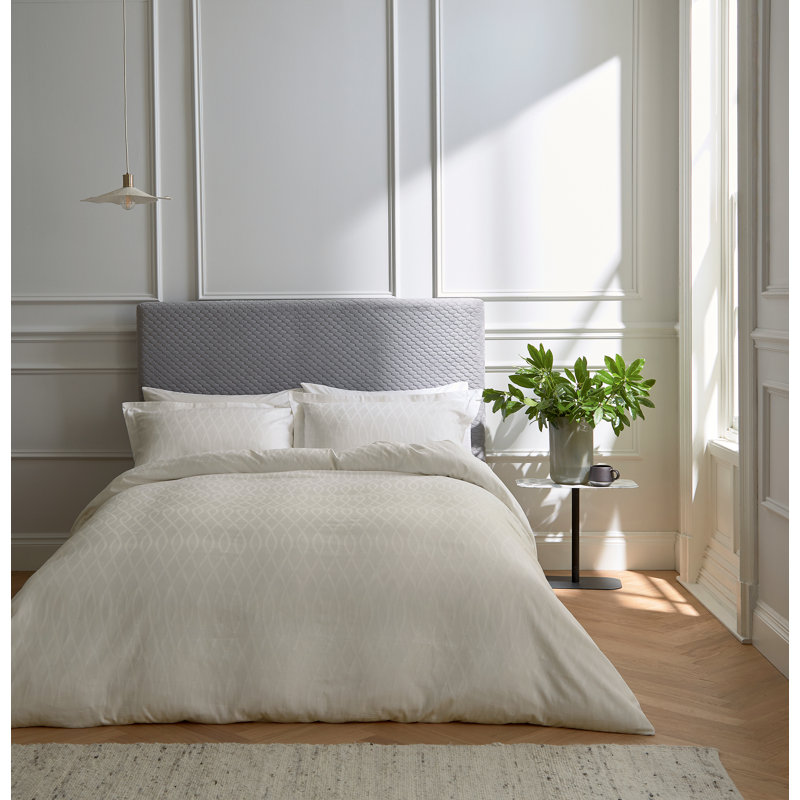 Ravello Cotton Duvet Cover Set, Cream, Super King Duvet Cover + 2 Pillowcases