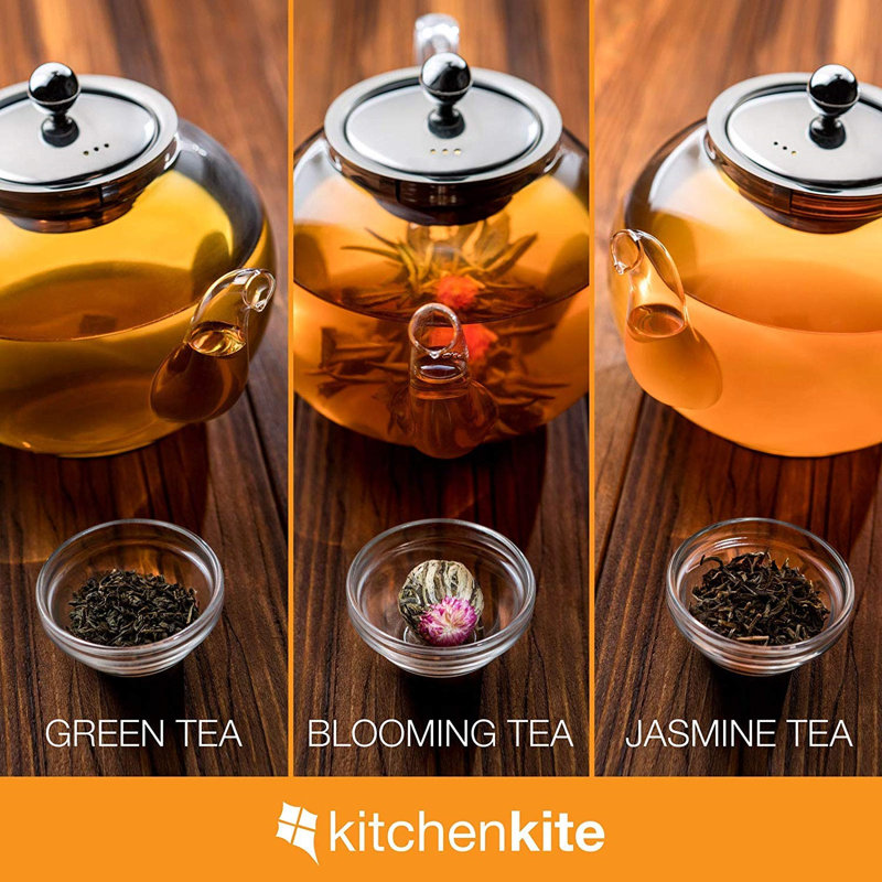 Elegant Clear Glass Teapot Set - 35Oz Capacity, Dishwasher Safe, Perfect Gift For Tea Lovers