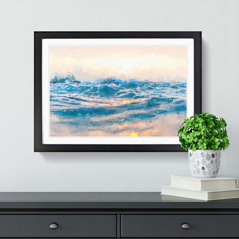Kavourotrypes Beach in Greece in Abstract - Framed Print, Black, 50cm H x 76cm W x 2cm D