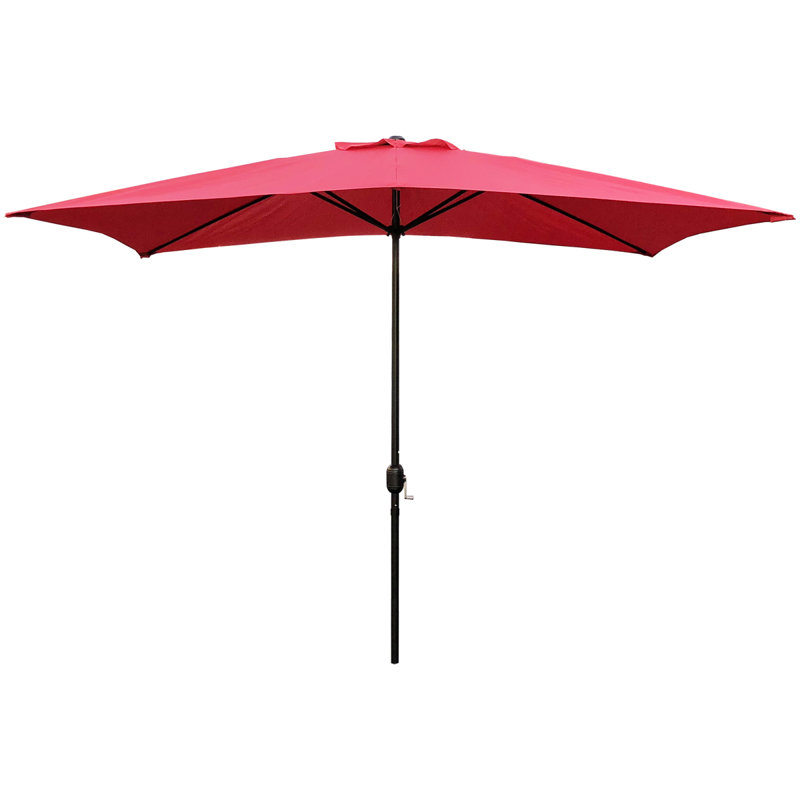 Bradford 120 " W Rectangular Collapsible Market Umbrella with Crank Lift, Red