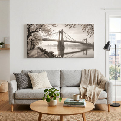 Bridge Scene Canvas Wall Art Oil Painting Print Set Of 1