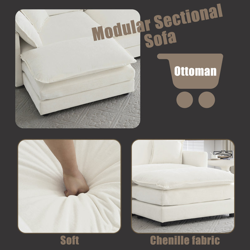 Farsad Upholstered Ottoman, Beige