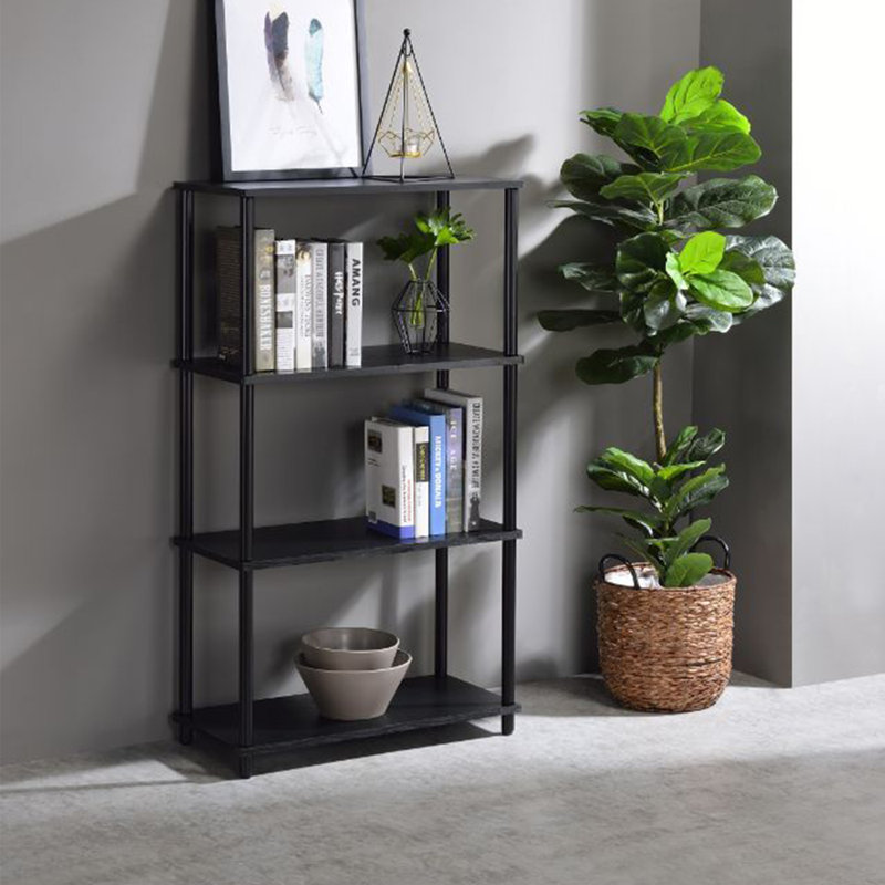 Tennos Rectangular Bookshelf, Black, (4 Shelves) 44" H x 24" W x 12" D