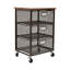  3-Drawer Rolling Storage Cart, Office Organizer with Wood Top, Multipurpose Portable Cabinet with Wheels, Metal Mesh, Black