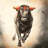 Bull running - 32"x32" art on canvas