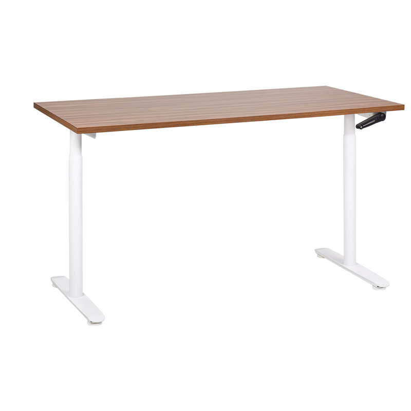 Amarianna Adjustable Metal Base Standing Desk, White, 119cm H x 160cm W x 72cm D, Brown