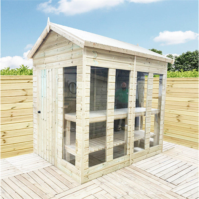 Bronxton 12 x 8 Pressure Treated Tongue And Groove Apex Summerhouse - Potting Shed - Bench