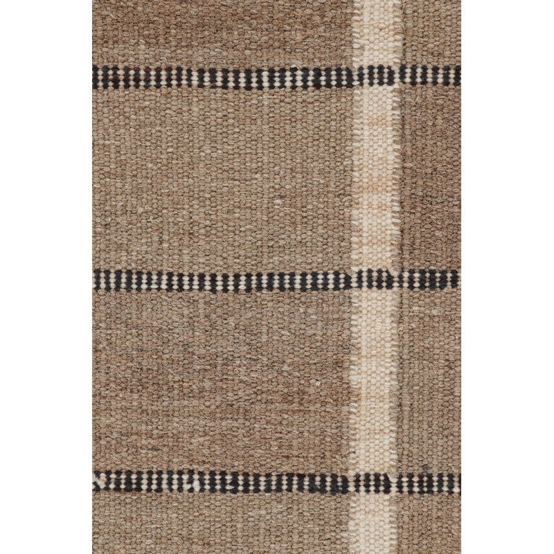 Rug & Kilim’S Scandinavian Style Runner Rug In Brown With Black & White Stripes