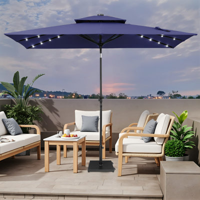 Parasol d'extérieur rectangulaire 10 x 6,5 pi DEL avec marché