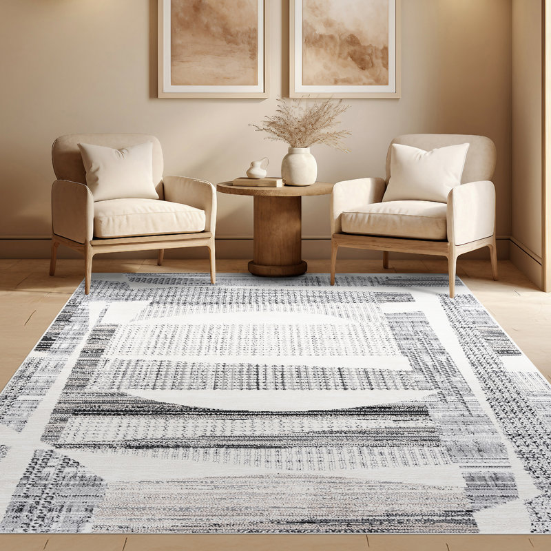 Mair Henry Contemporary High-Low Abstract Gray Indoor Area Rug, Rectangle 7' 11" x 9' 11"
