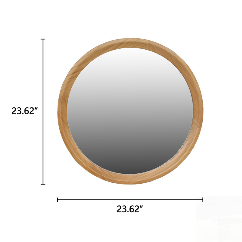 Miroir mural rond en bois naturel