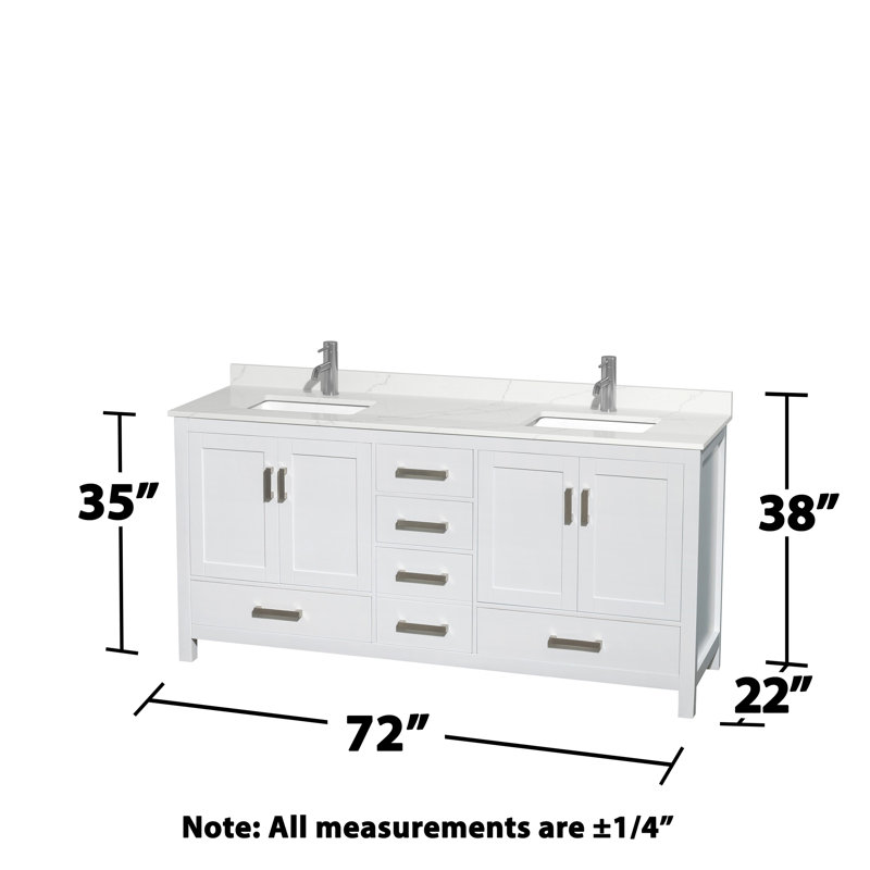 Sheffield 72" Freestanding Double Bathroom Vanity with Quartz Top, White, Chrome, Giotto Quartz