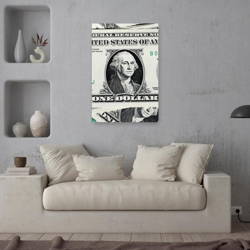 George Washington Dollar Bill Contemporary Portrait Wall Art Print 1 Piece Wrapped Canvas Wall Art, 91.44cm H x 60.96cm W