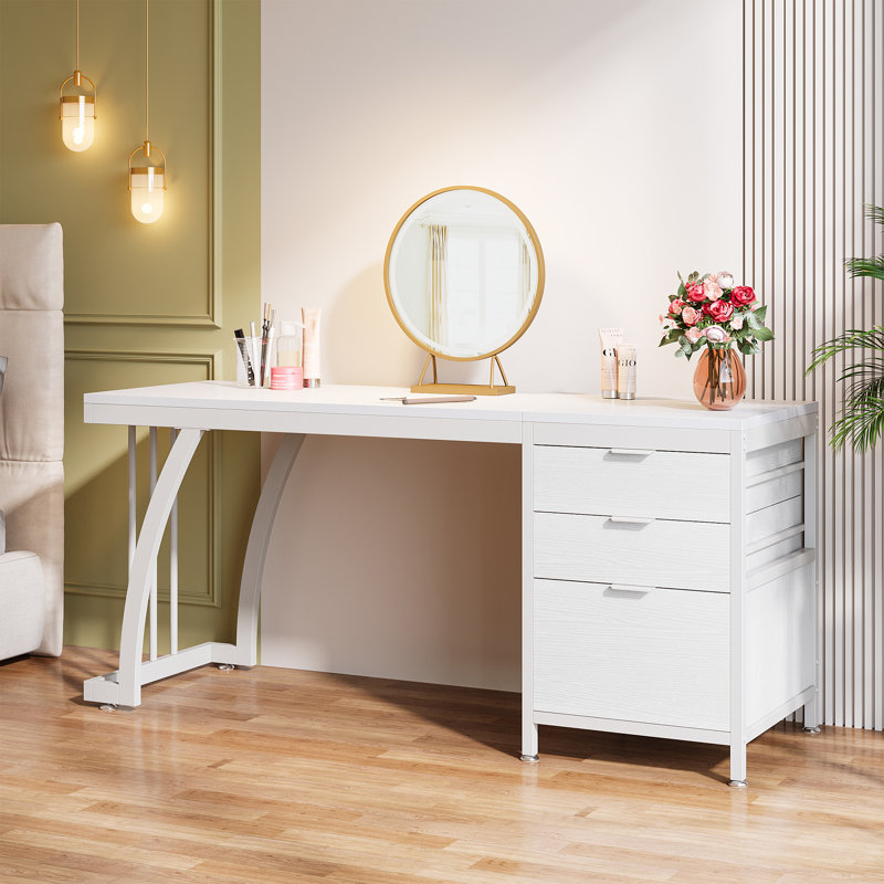 Kiyanni 59'' Vanity Desk with 3 Drawers, White