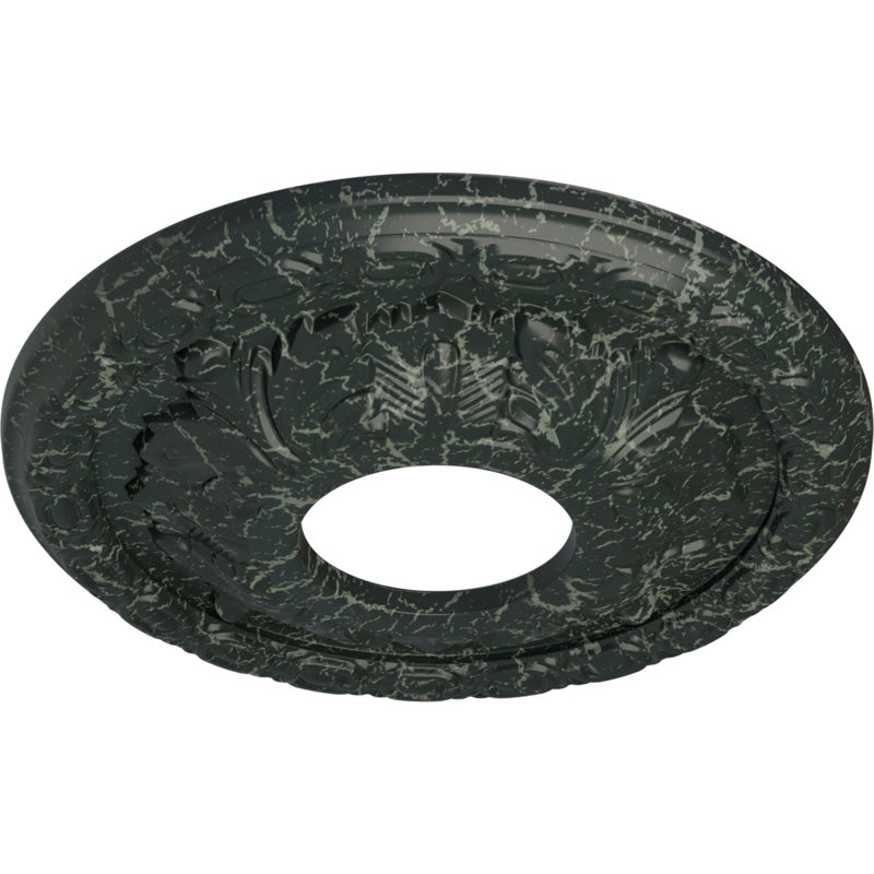 Médaillon de plafond H 11,375 po x l 11,375 po x P 1,125 feuilles, Tortue peinte craquelé