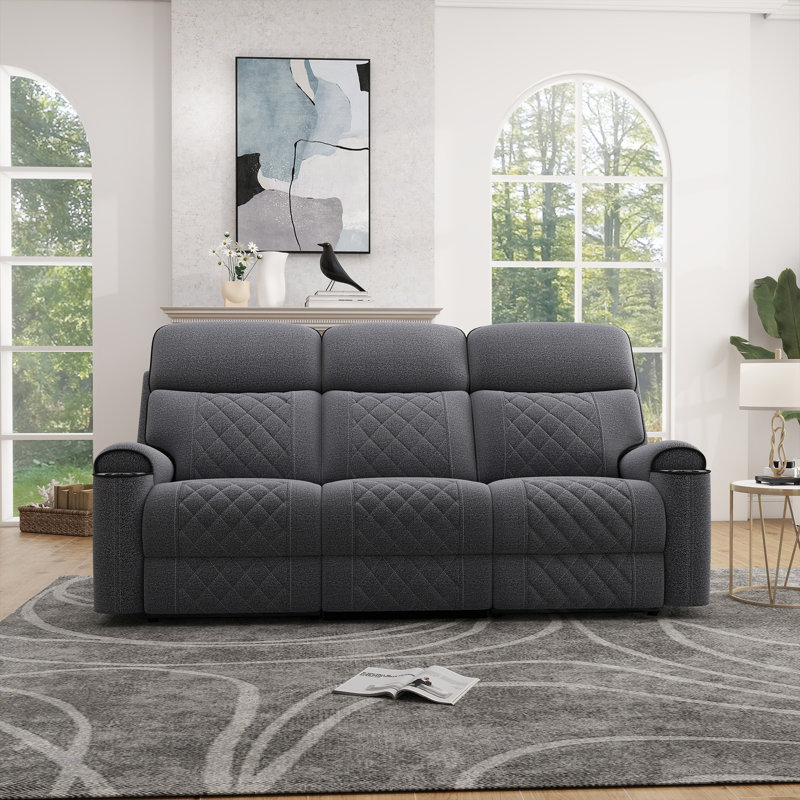 84.2'' Wide Modern And Overstuffed Soft Power Reclining Sofa With Cupholders And USB Port