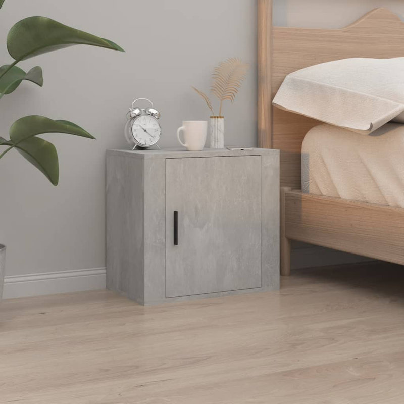 Jasemin 50cm W Manufactured Wood Bedside Table, Grey