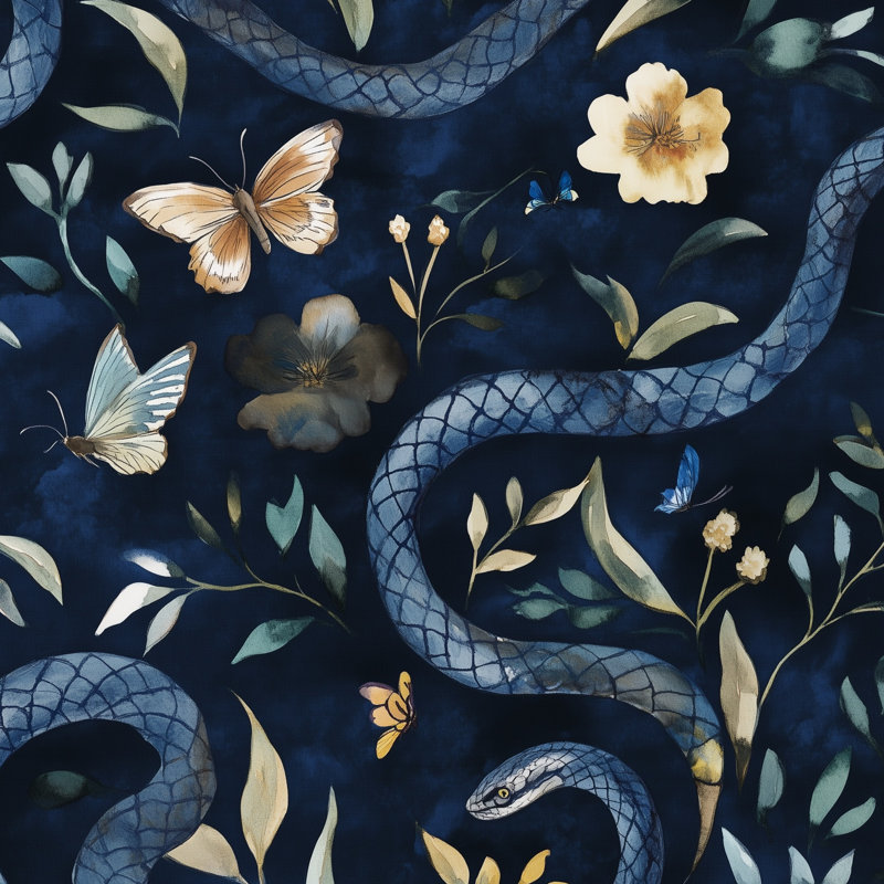 Papier peint nature, papillon et serpent