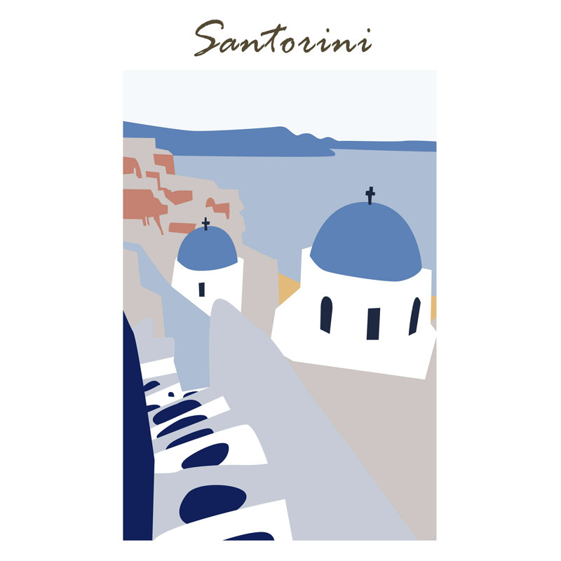 Santorini Grèce II, H 48 po x l 32 po x P 1,25 po