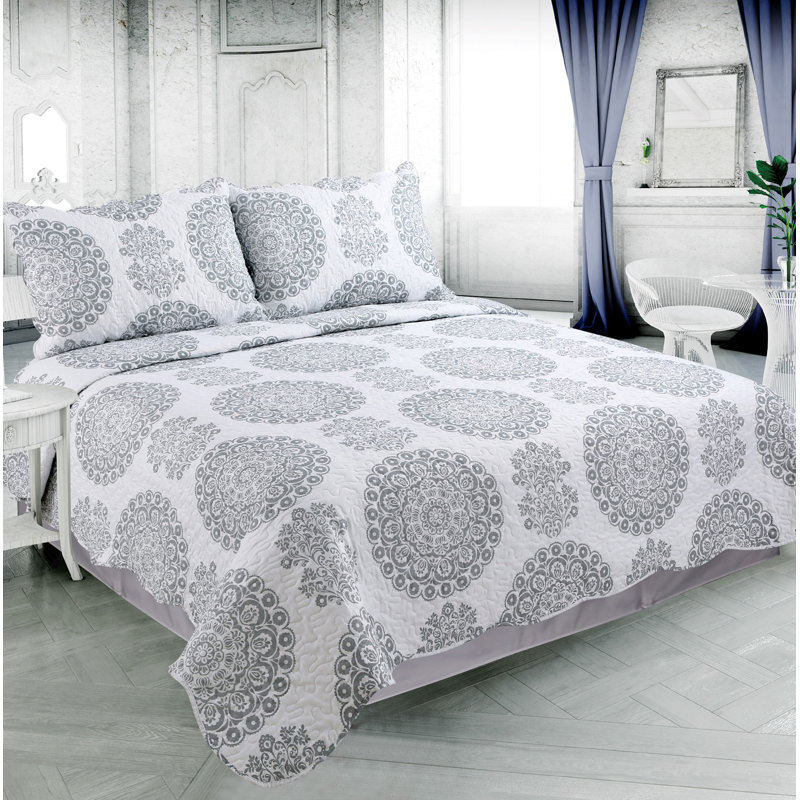 Ensemble de courtepointe luxueuse à imprimé Beauty Sleep Bedding, Courtepointe grande + 2 taies décoratives