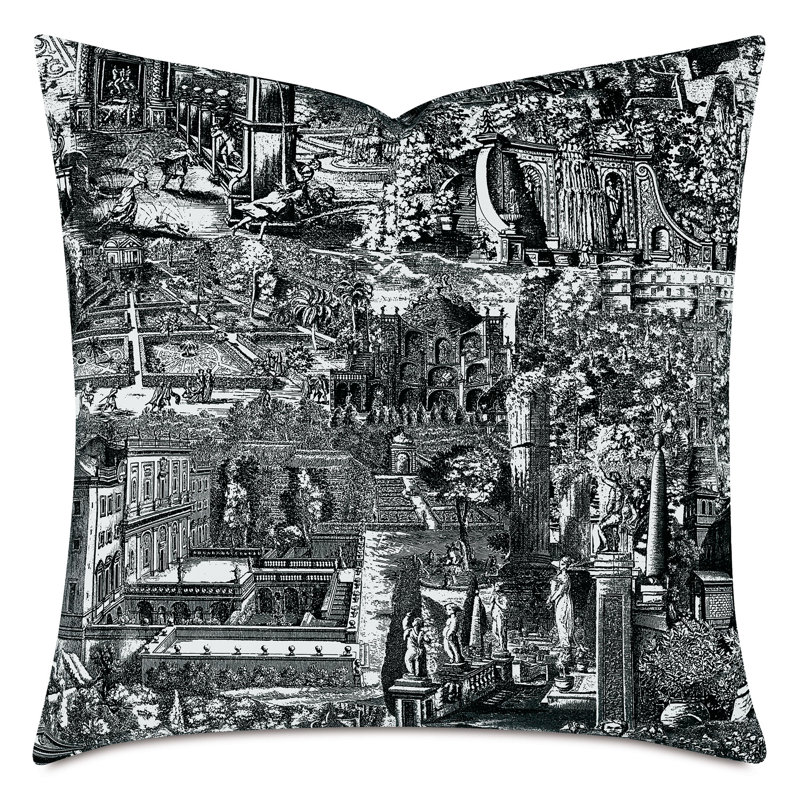 Coussin décoratif imprimé Montaza, Carré 22 po