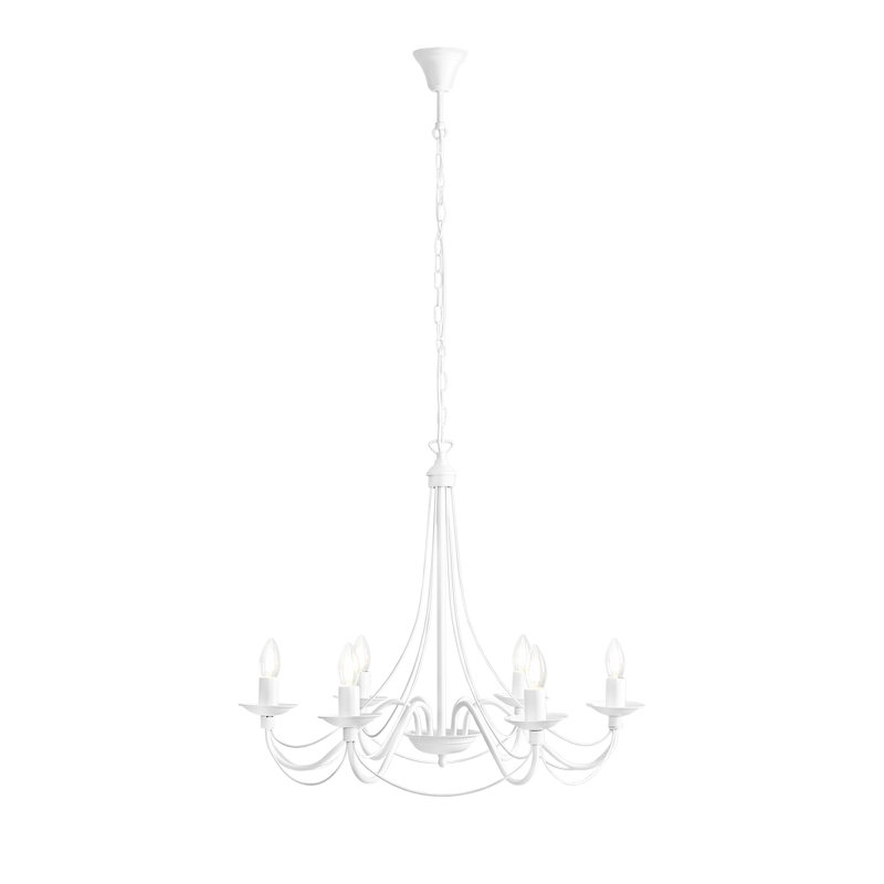 Fryman 6 - Light Candle Style Chandelier, White