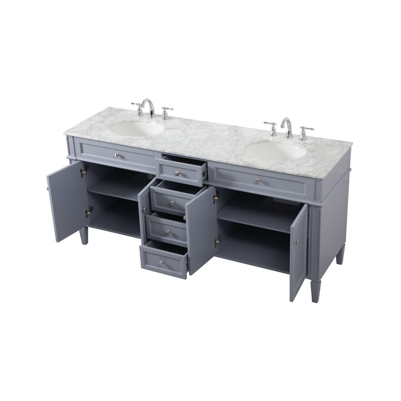 Ensemble de meuble-lavabo double l 72 po x P 21,5 po x H 35 po Rivers, Gris