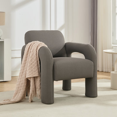 Upholstered Barrel Accent Armchair 