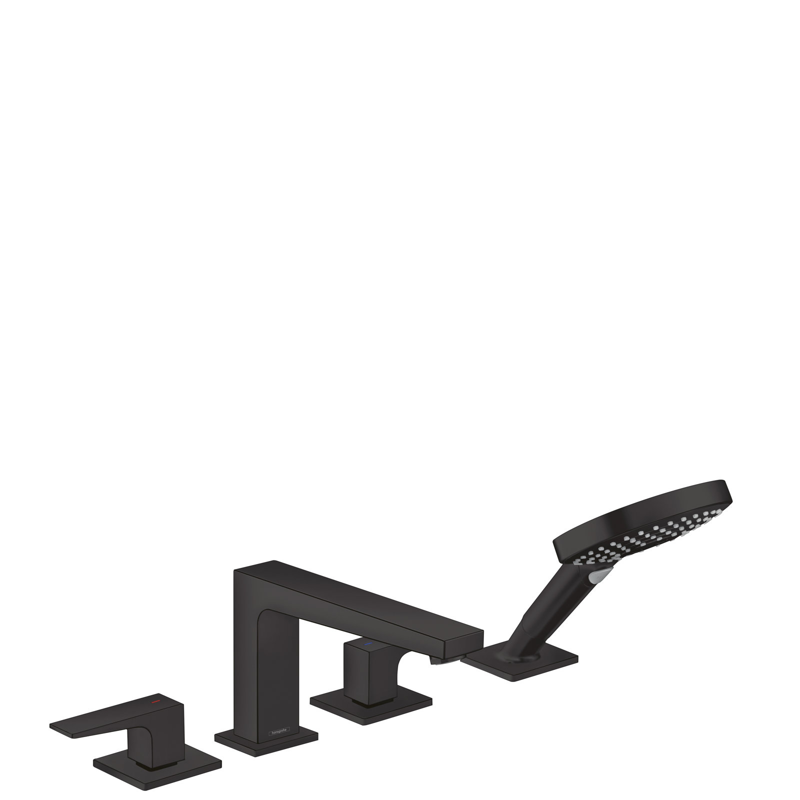 Metropol 4-Hole Roman Tub Set Trim With Lever Handles and 1.75 GPM Handshower Trim Set Only, Matte Black