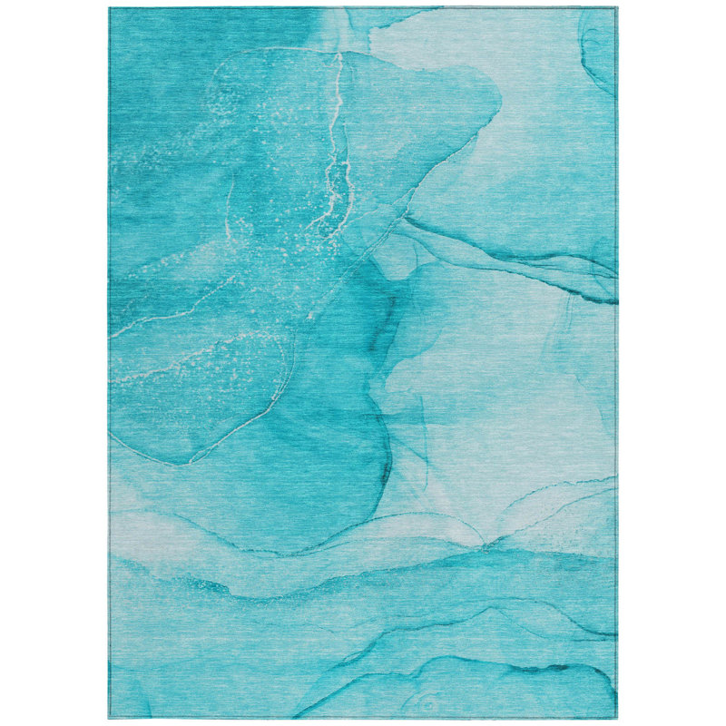 Tapis extérieur lavable antidérapant 8 pi x 10 pi bleu sarcelle