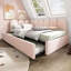 Lit de jour simple rembourré avec gigogne-1086649185