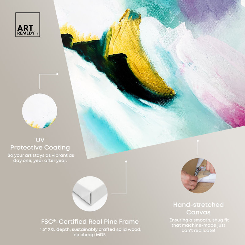 Vibrant 24" x 24" Blue and Gold Abstract Canvas Art