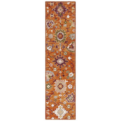 Vahakn Southwestern Handmade Tufted Rust/Green Area Rug