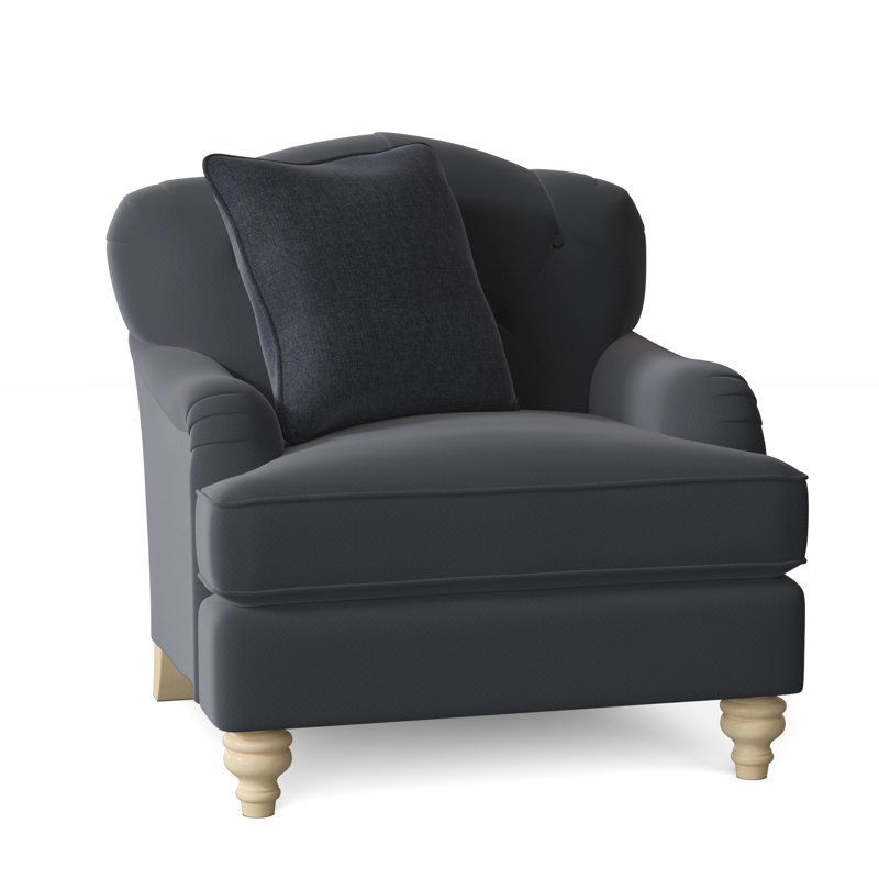 Fauteuil large capitonné 38 po Sullivan, Chenille performance marine Craftwood 23, Oui, Pécan