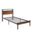 Structure de lit plateforme simple en métal avec tête de lit en bois, pied de lit, ports USB et rangement sous le lit, assemblage facile, aucun sommier tapissier requis-1301475346