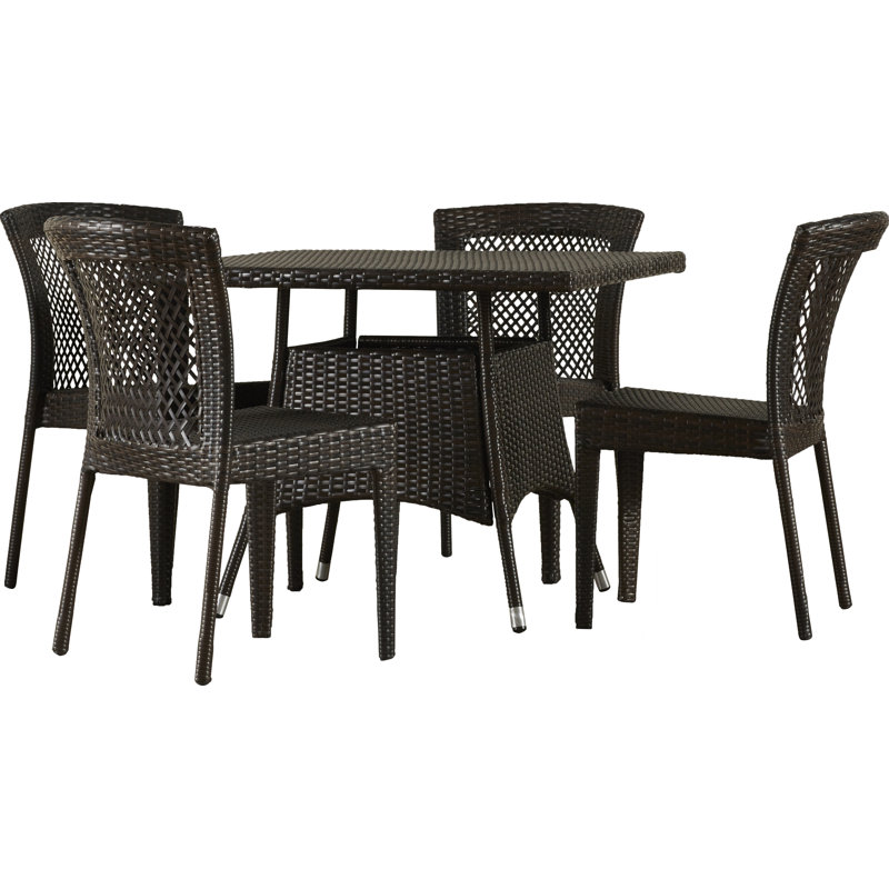 4 - Person Wicker Patio Dining Set with Square Table
