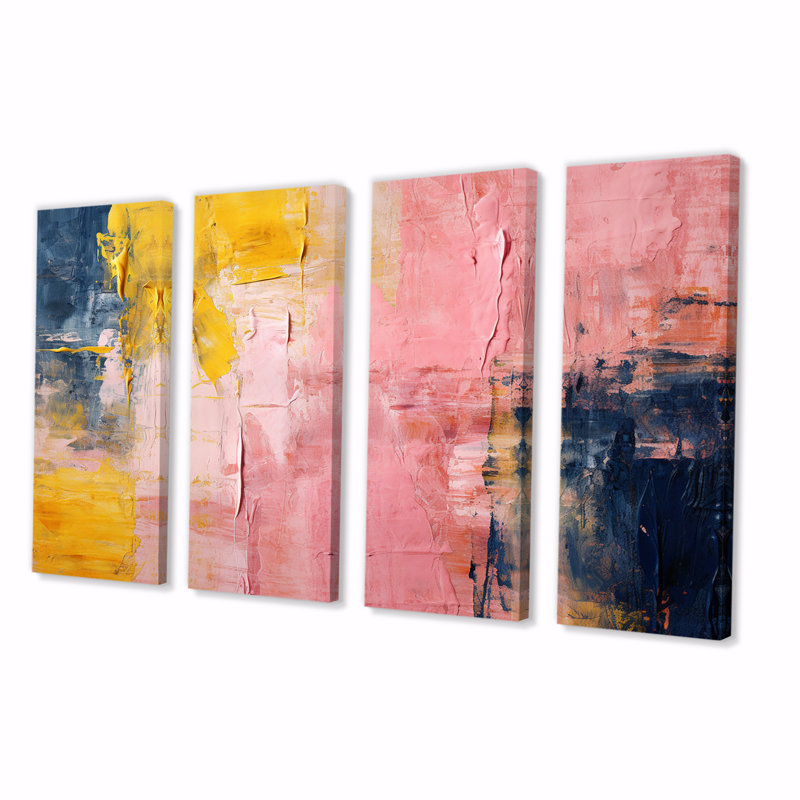 Celebrating Destiny Abstract Gold Pink I - 4 pièces sur toile tendue