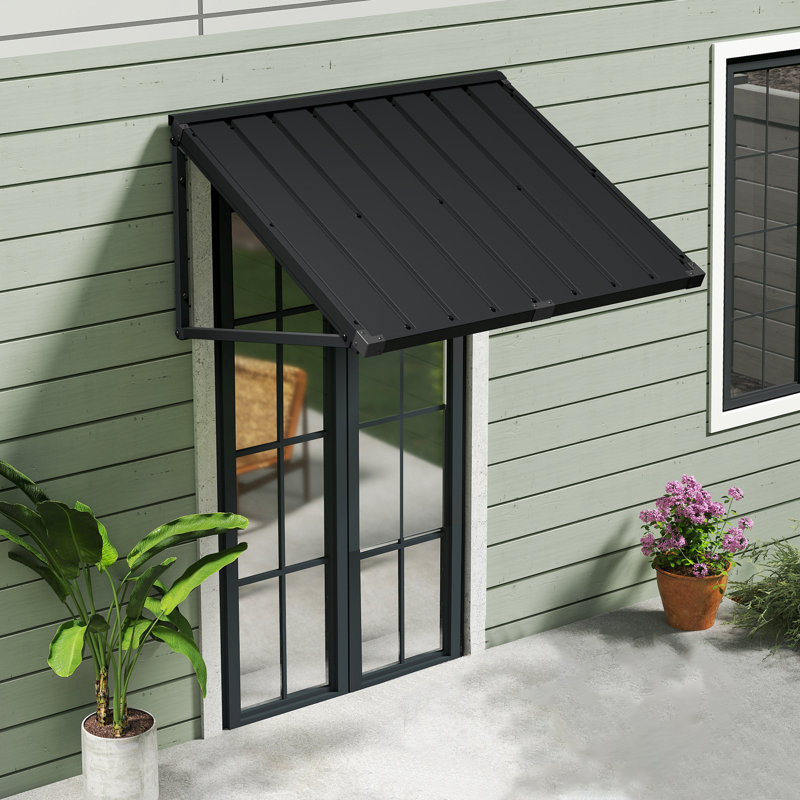 Powder-coated Metal Frame Standing Seam Fixed Window Awning All Weather Protection Door Canopy for Entrance, Windows, Porches, Balconies