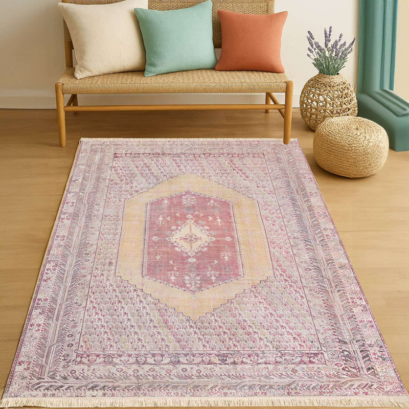 Faded Blush Grand Medallion Area Rug
