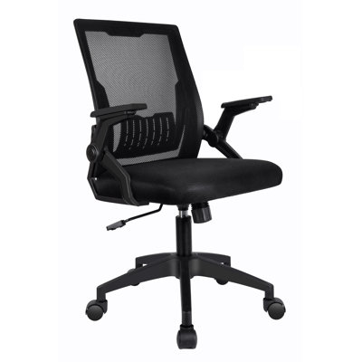 Bleona Office Chair With Flip-Up Armrests Ergonomic Computer Desk Chair Foldable Mesh Task Chair With Wheels Adaptive Lumbar Support Swivel Tilt Comfortable Study Chair For Student