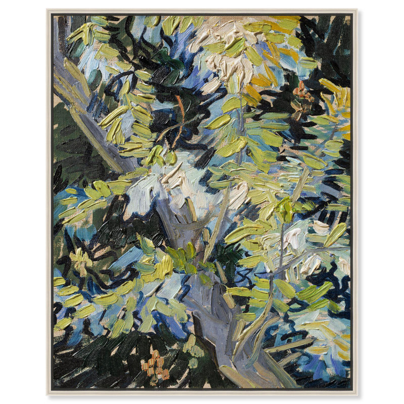 Toile «Blossoming Acacia Branches 1890» par Art Remedy, H 46 po x l 37 po, Argent argent, Cadre flottant