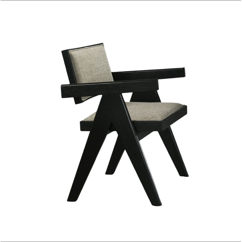 Chaises de salle à manger avec accoudoirs noirs et gris, Noir