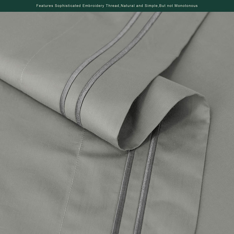Taie d'oreiller en satin de coton à densité de tissage 1600 fils, Très grand, Gris pâle