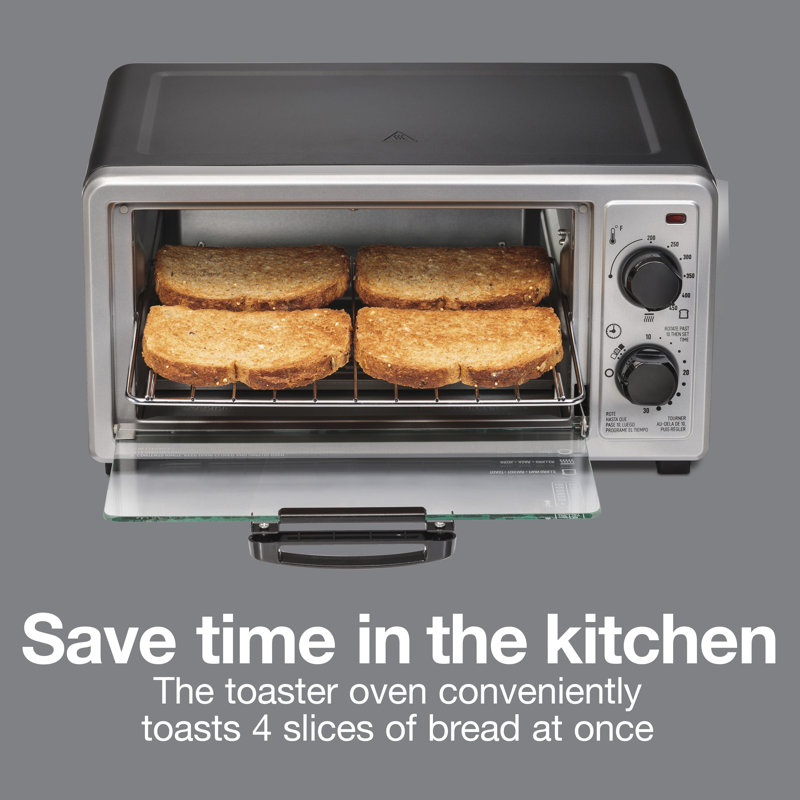 Proctor Silex Black and Silver 4-Slice Toaster Oven Broiler